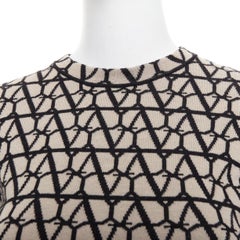 VALENTINO 2023 Toile Iconographe beige black 100% wool crop sweater top S