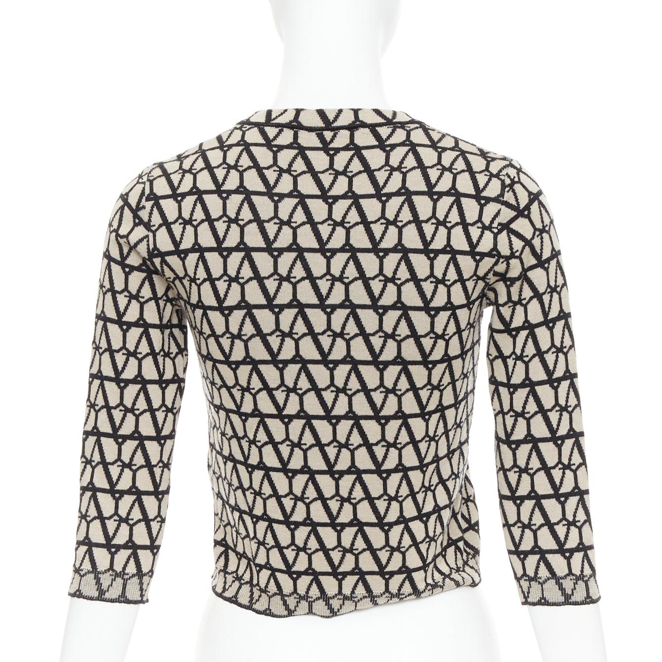 Donna Valentino 2023 Toile Iconographe beige nero 100% lana maglione crop top S in vendita
