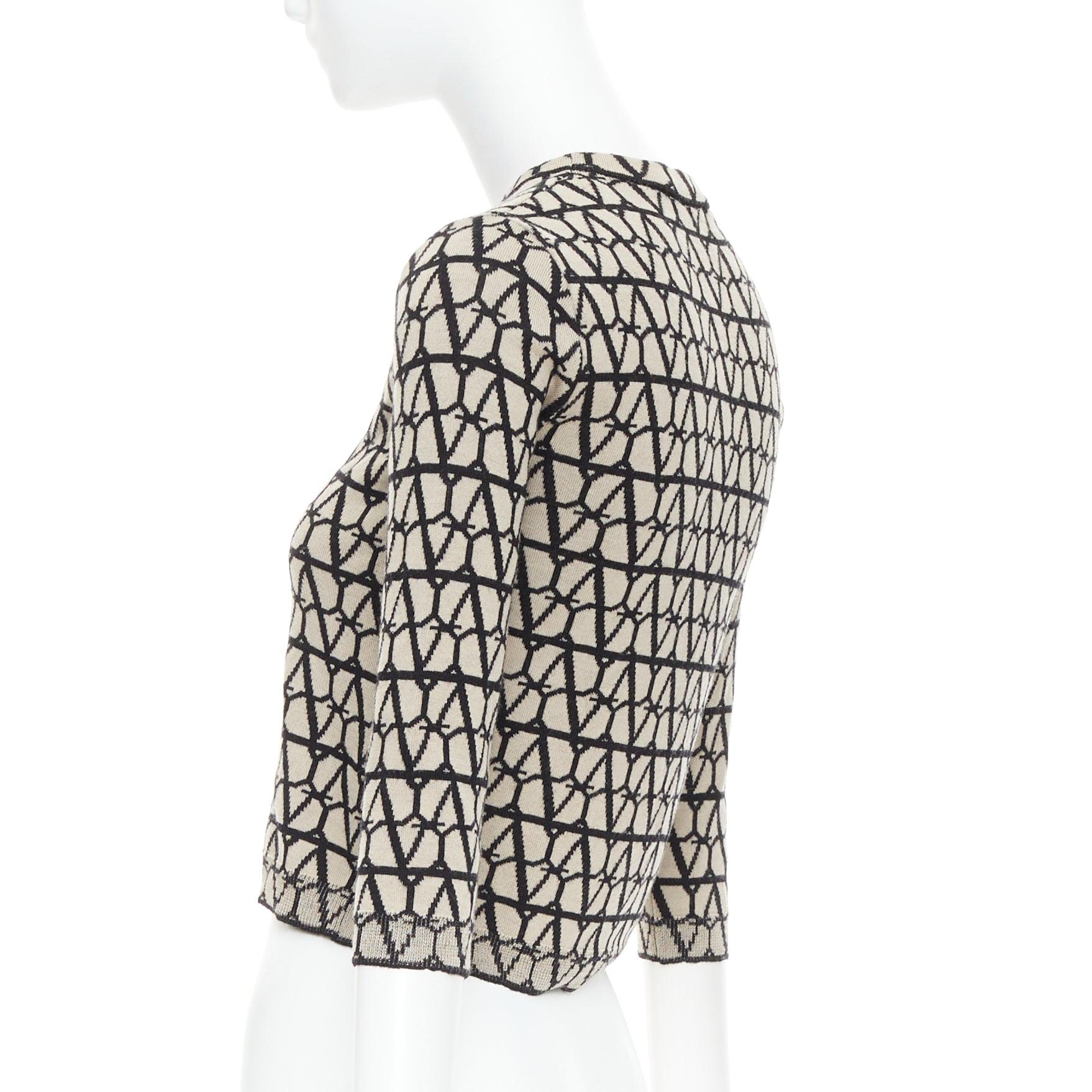 Valentino 2023 Toile Iconographe beige nero 100% lana maglione crop top S in vendita 1