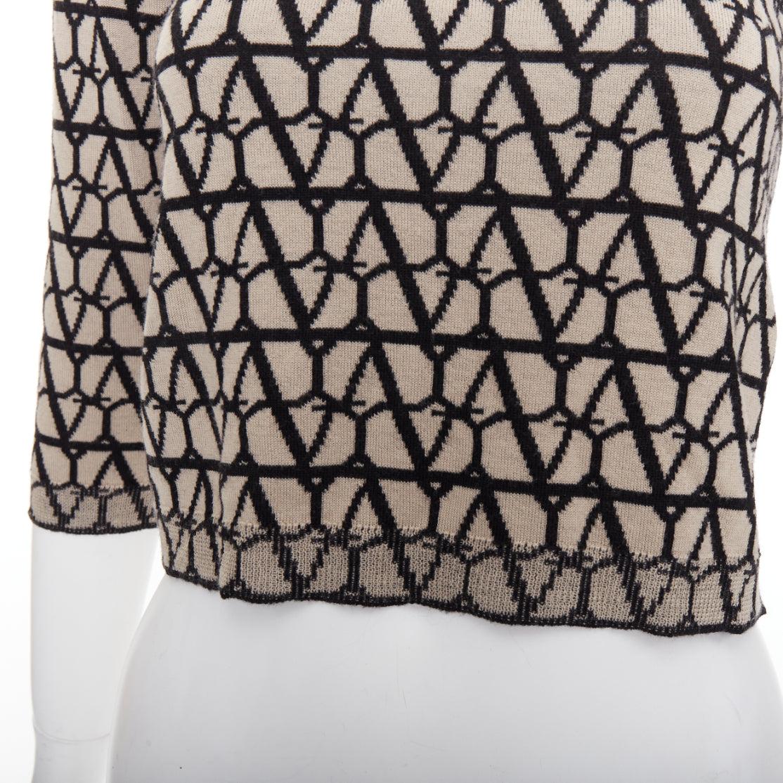 Valentino 2023 Toile Iconographe beige nero 100% lana maglione crop top S in vendita 2