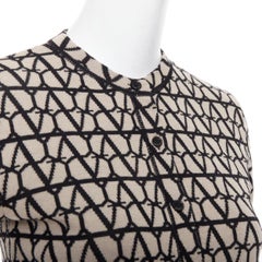 VALENTINO 2023 Toile Iconographe monograma cárdigan cropped lana beige negro S