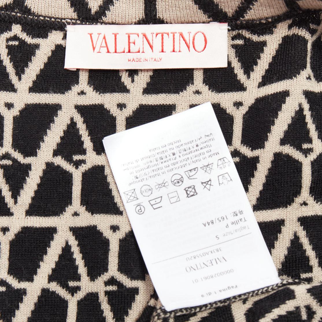 VALENTINO 2023 Toile Iconographe monograma cárdigan cropped lana beige negro S en venta 5