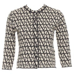 Valentino 2023 Toile Iconographe Monogram beige nero lana cardigan cropped S
