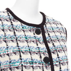 VALENTINO 2024 Mossi cream blue rose multicolour sequin tweed gilet vest  IT42 M