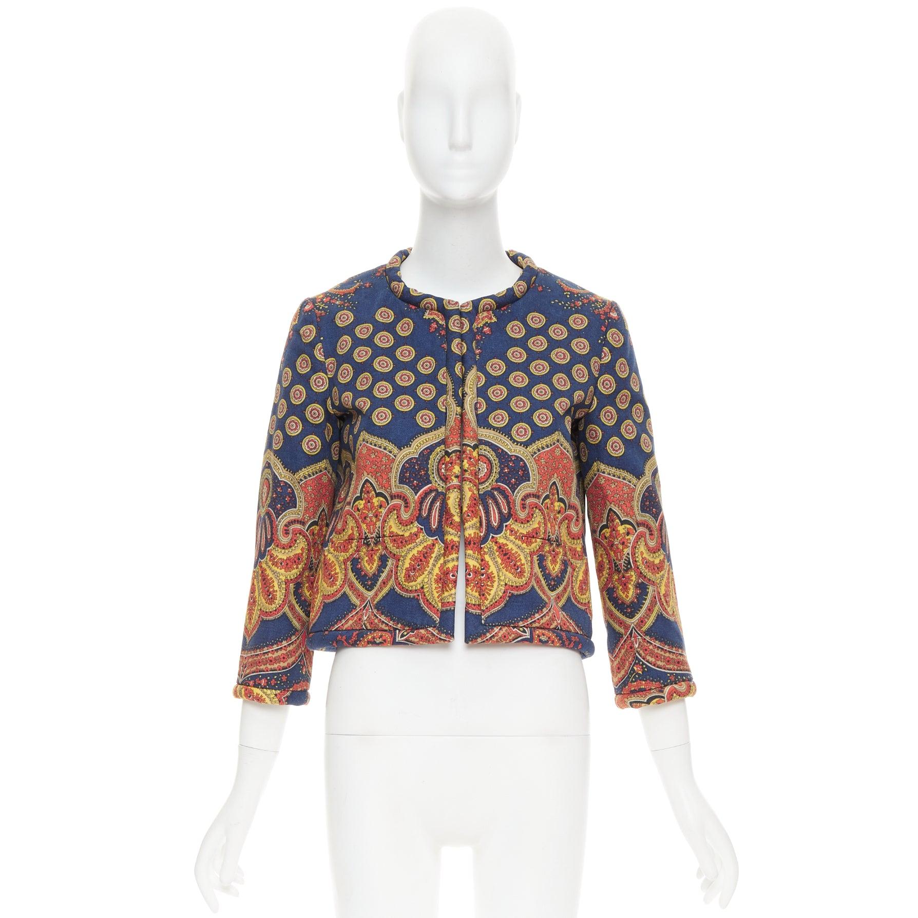 VALENTINO 2024 Paisley Medaglioni cotton gabardine cropped jacket IT40 S For Sale 6