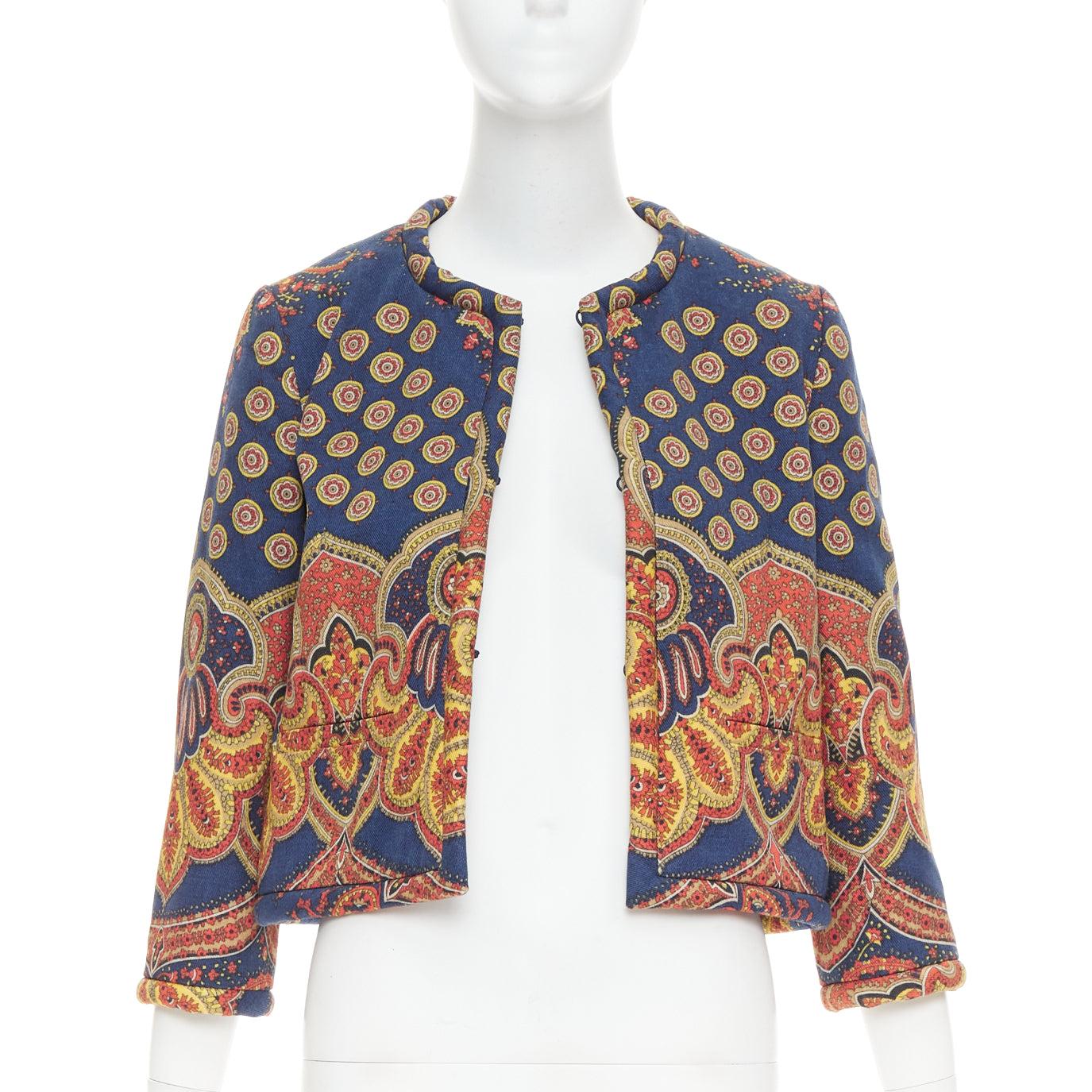 Brown VALENTINO 2024 Paisley Medaglioni cotton gabardine cropped jacket IT40 S For Sale