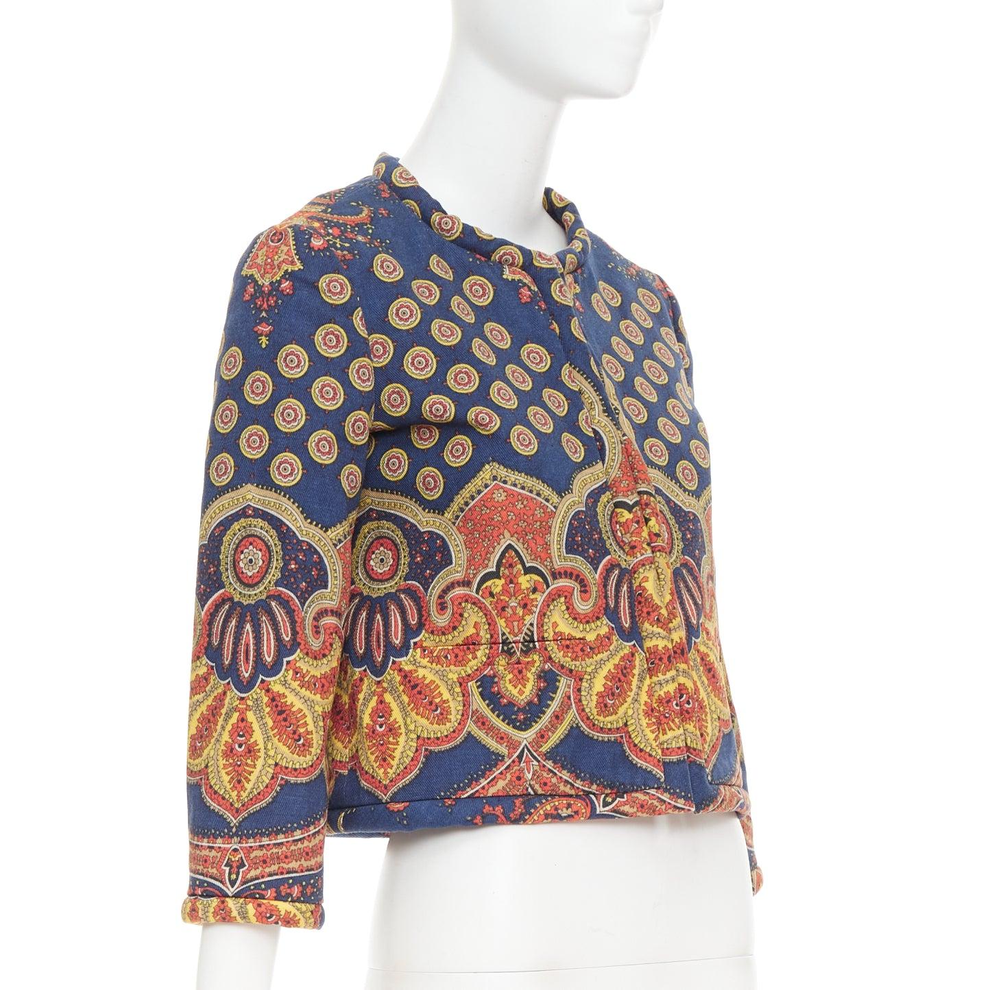 Women's VALENTINO 2024 Paisley Medaglioni cotton gabardine cropped jacket IT40 S For Sale