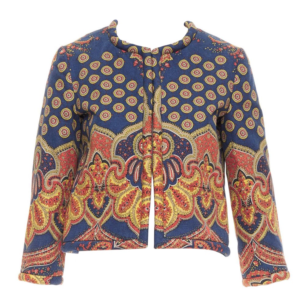 VALENTINO 2024 Paisley Medaglioni cotton gabardine cropped jacket IT40 S For Sale
