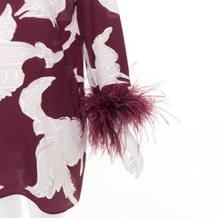 VALENTINO 2024 Runway Metamorphosis Gryphon print feather cuff silk dress IT40 S