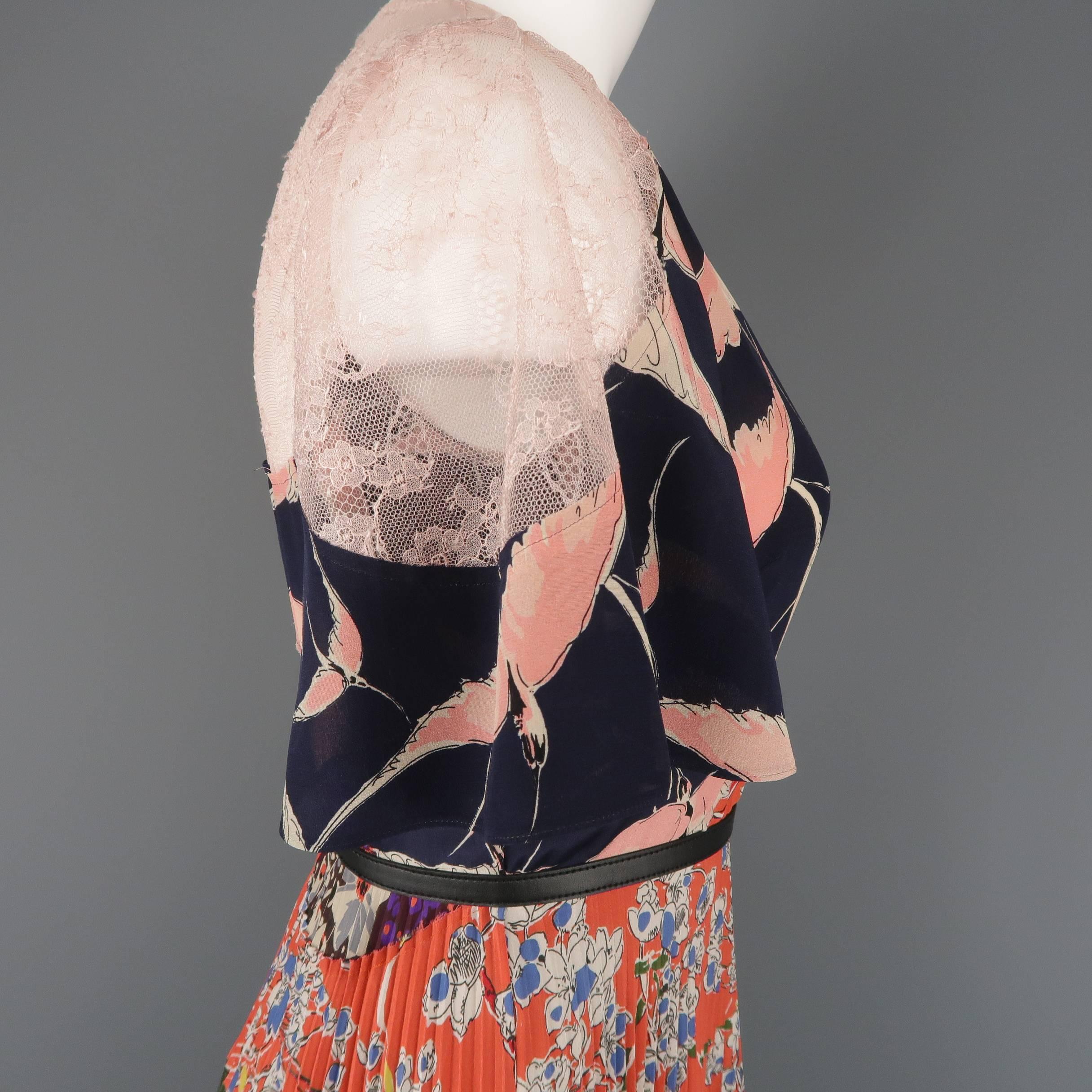Valentino Printed Patchwork Silk Pleated Cocktail Dress, Resort 2016 Runway 5