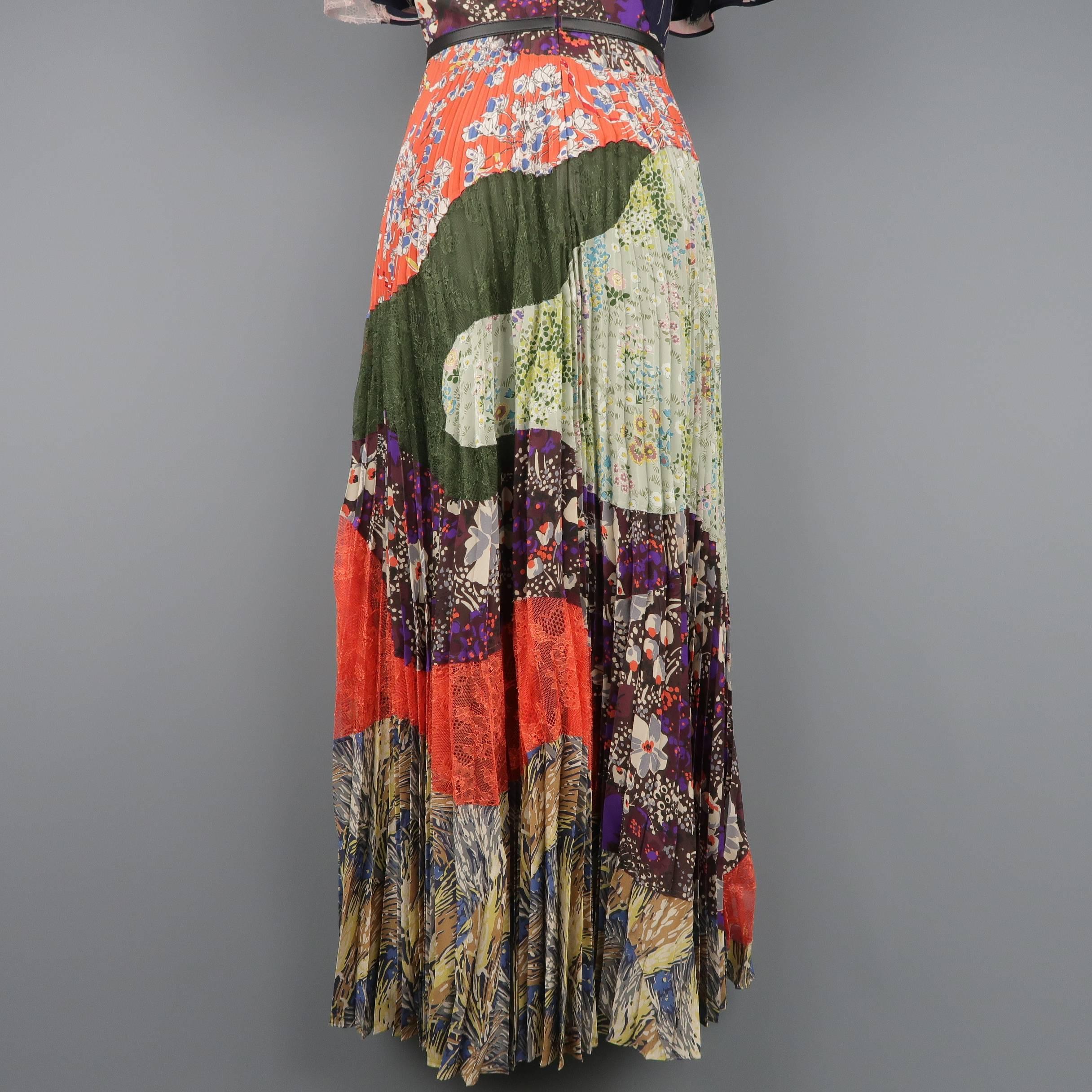 Valentino Printed Patchwork Silk Pleated Cocktail Dress, Resort 2016 Runway 9