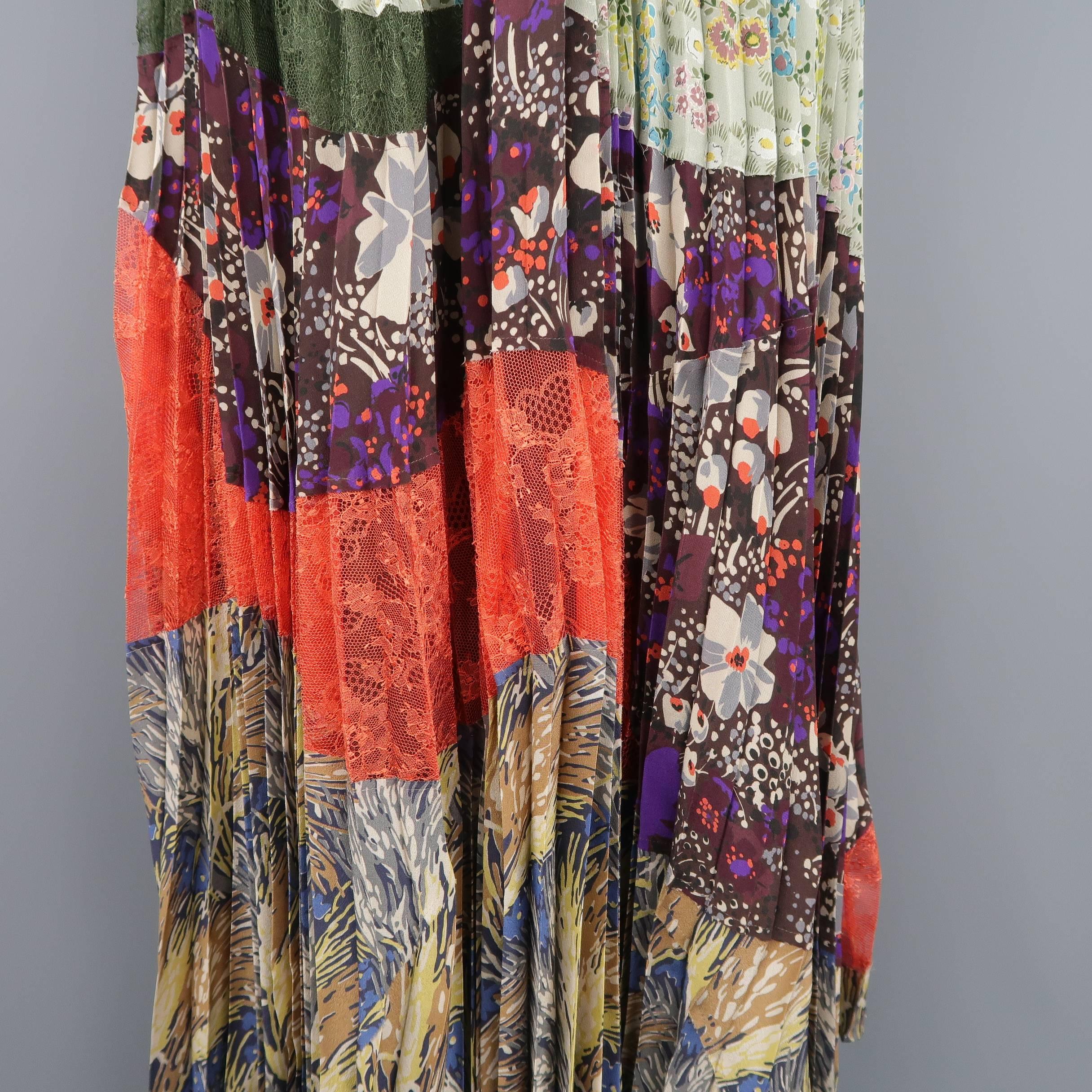 Valentino Printed Patchwork Silk Pleated Cocktail Dress, Resort 2016 Runway 10
