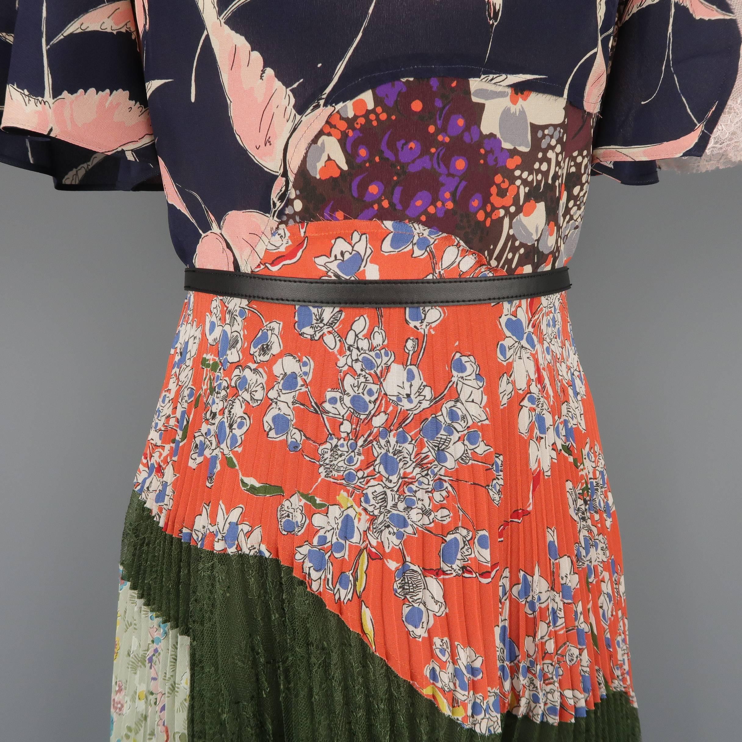 Valentino Printed Patchwork Silk Pleated Cocktail Dress, Resort 2016 Runway  In Good Condition In San Francisco, CA