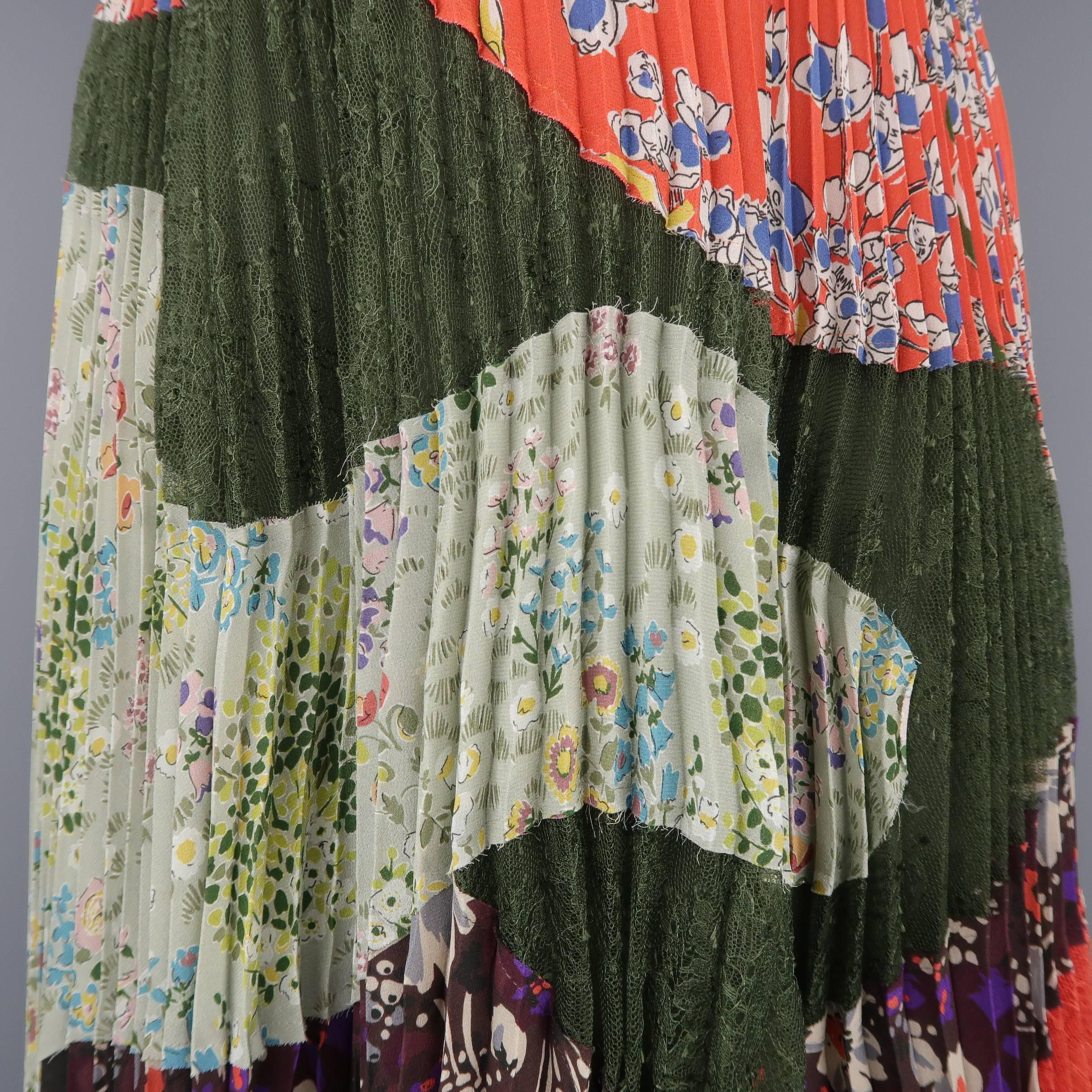 Valentino Printed Patchwork Silk Pleated Cocktail Dress, Resort 2016 Runway 2