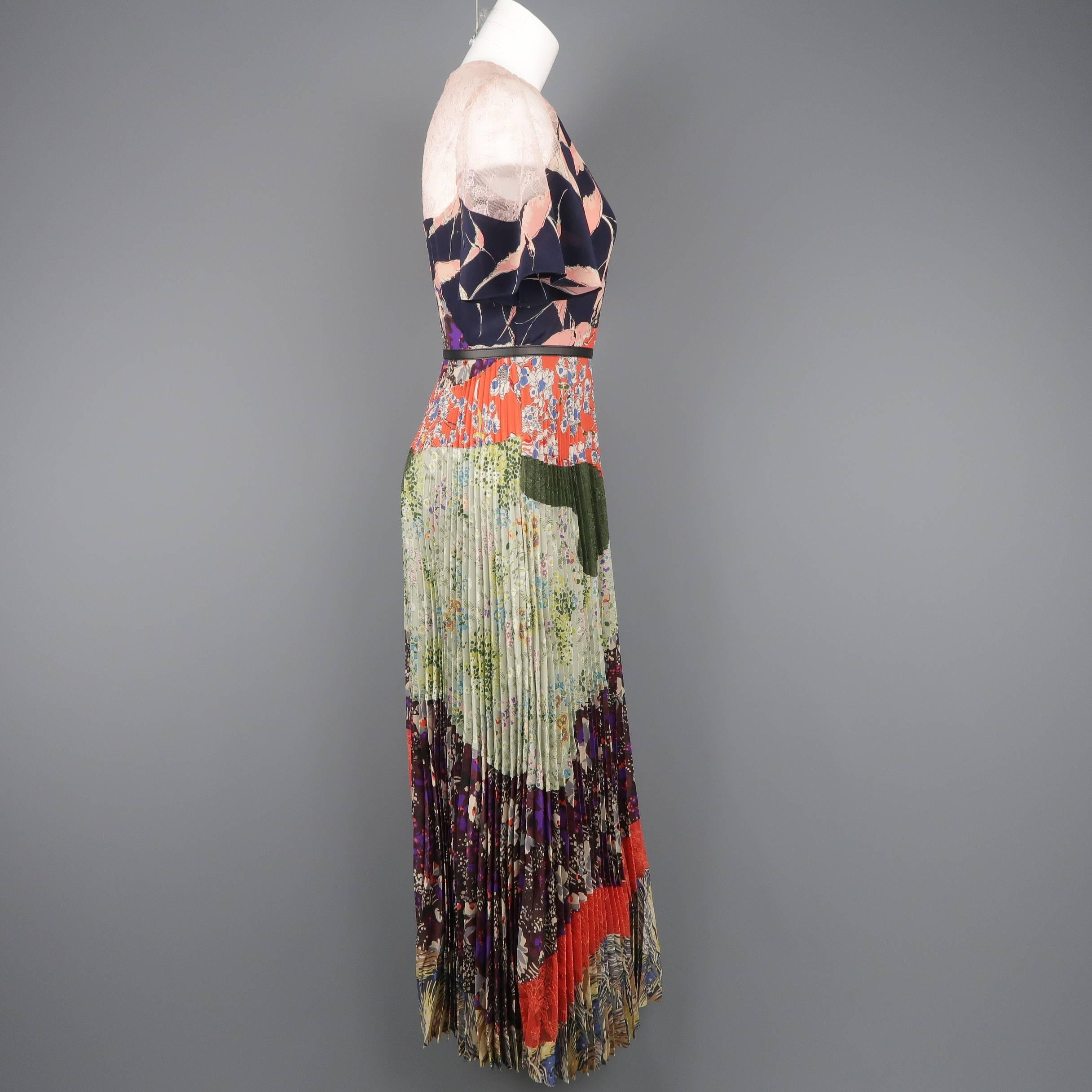Valentino Printed Patchwork Silk Pleated Cocktail Dress, Resort 2016 Runway 3