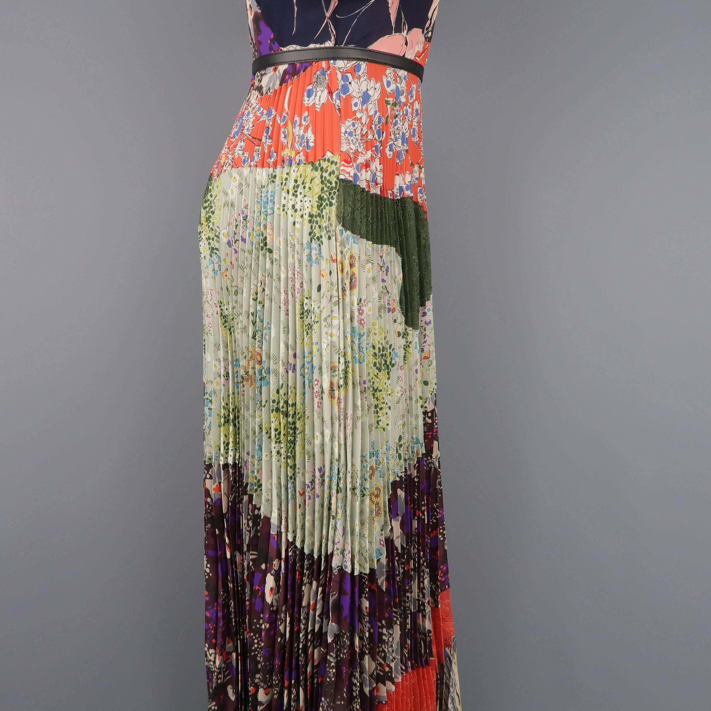Valentino Printed Patchwork Silk Pleated Cocktail Dress, Resort 2016 Runway 4