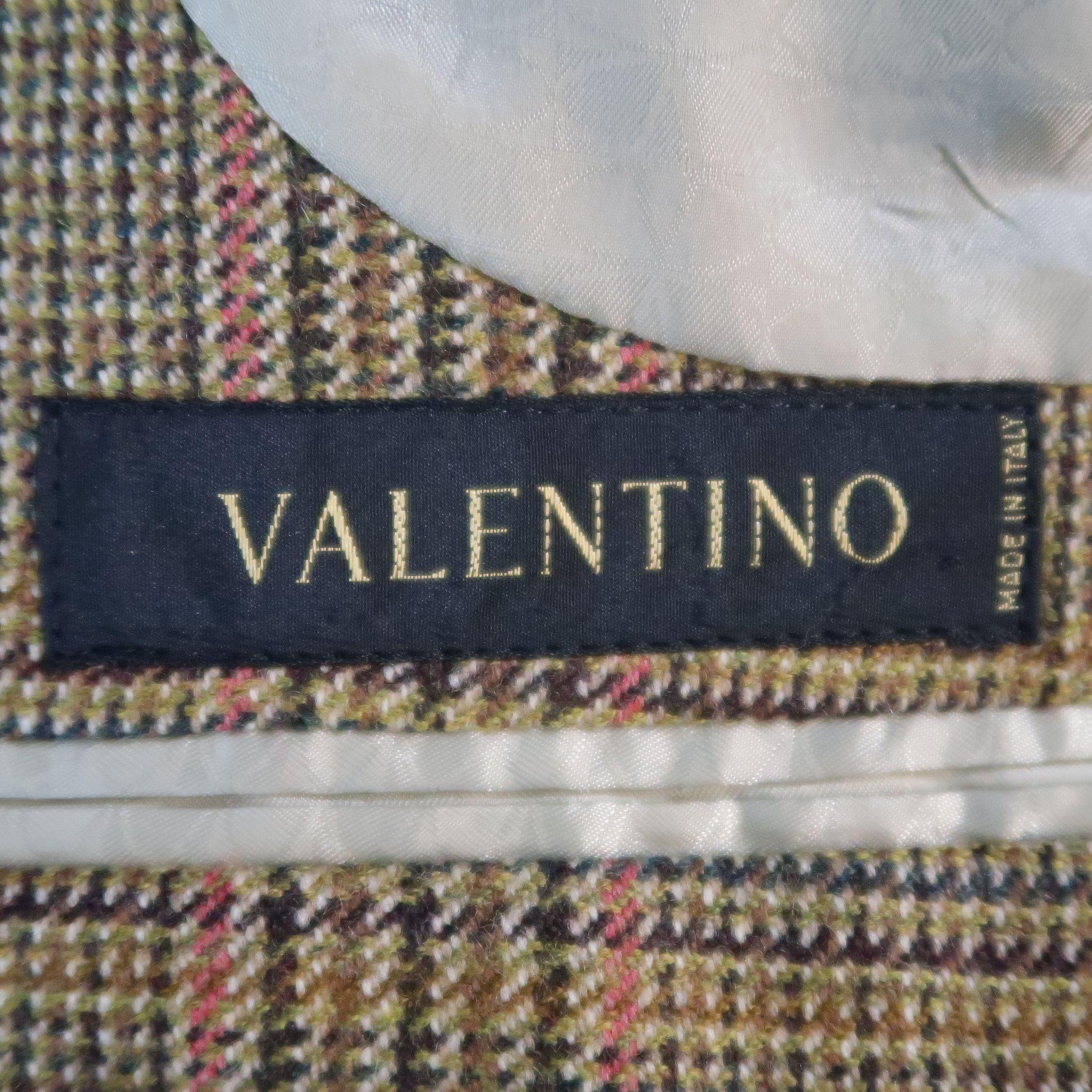 VALENTINO 40 R / IT 50 Olive Plaid Wool Sport Coat / Jacket 2