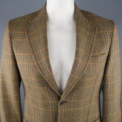 VALENTINO 40 R / IT 50 Olive Plaid Wool Sport Coat / Jacket