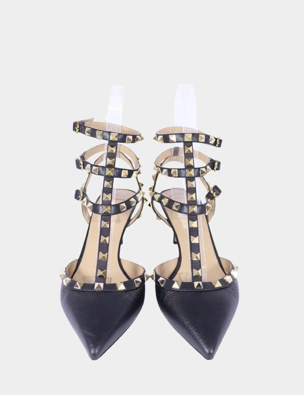 Gray Valentino 65mm Leather Rockstud Pumps Size EU 38.5