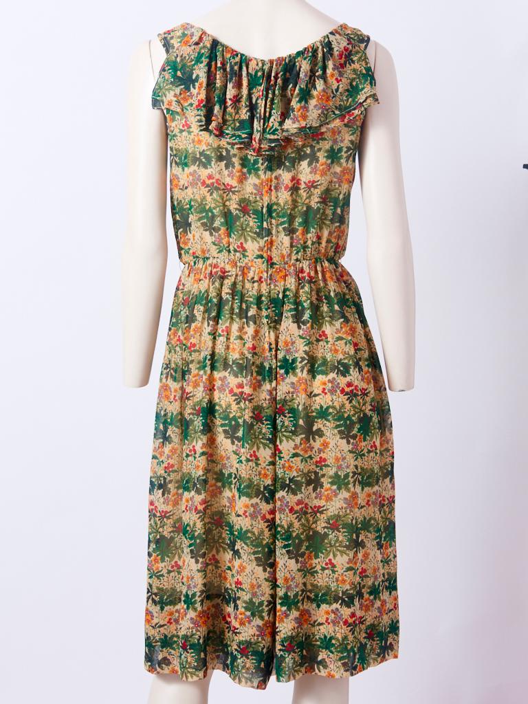 Brown Valentino 70's Printed Chiffon Day Dress
