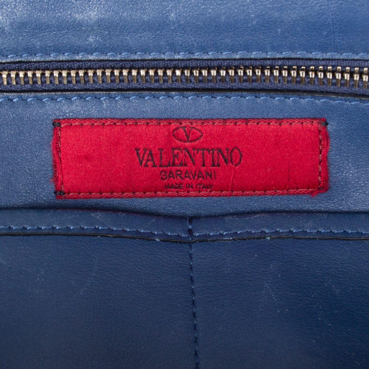 Women's VALENTINO air force blue leather ROCKSTUD MEDIUM TOTE Shoulder Bag
