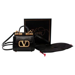 Valentino Alcove Micro V-Logo Grained Leather Tote
