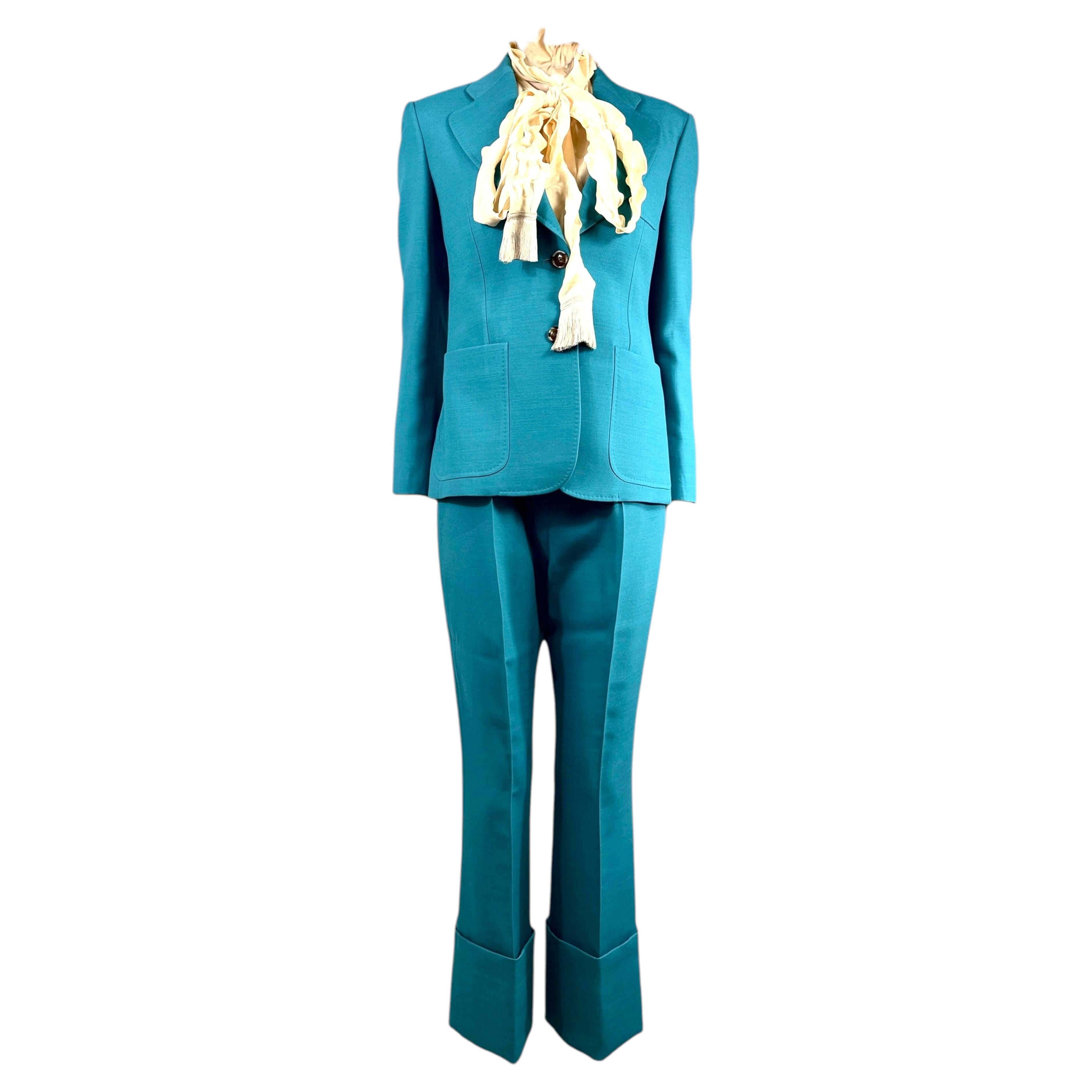 Valentino Alessandro Michele Resort 2025 Look 139 Completo pantalone turchese in vendita