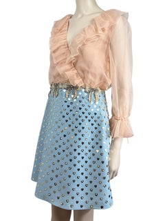 Valentino Alessandro Michele Spring 2025 Blue Pink dress embroidered