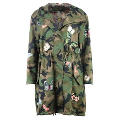 Valentino Applizierte Camouflage Druck Baumwolle Twill Parka Mantel Klein