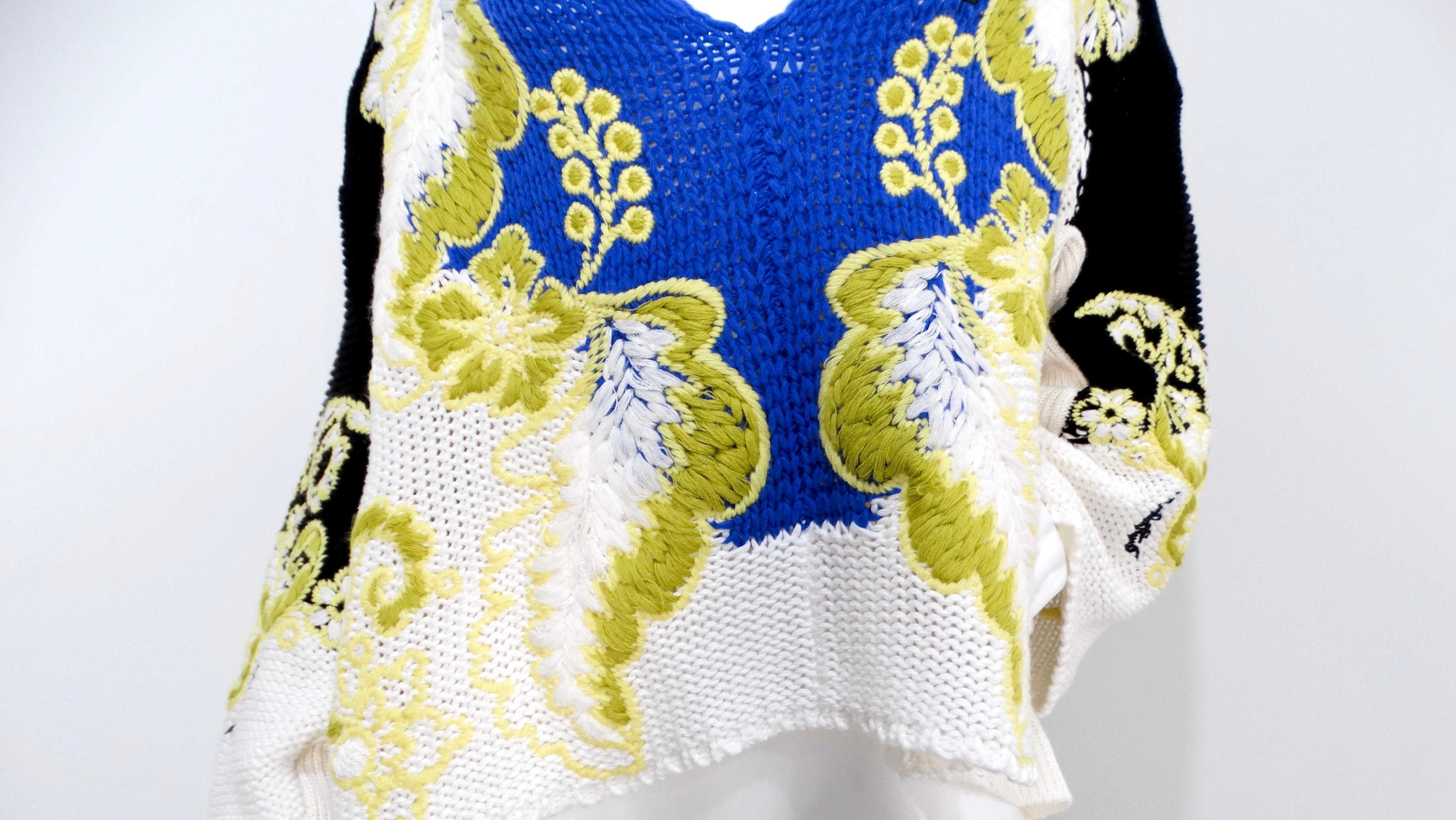 Valentino Arazzo Floral Wool & Cashmere Tunic Sweater For Sale 6
