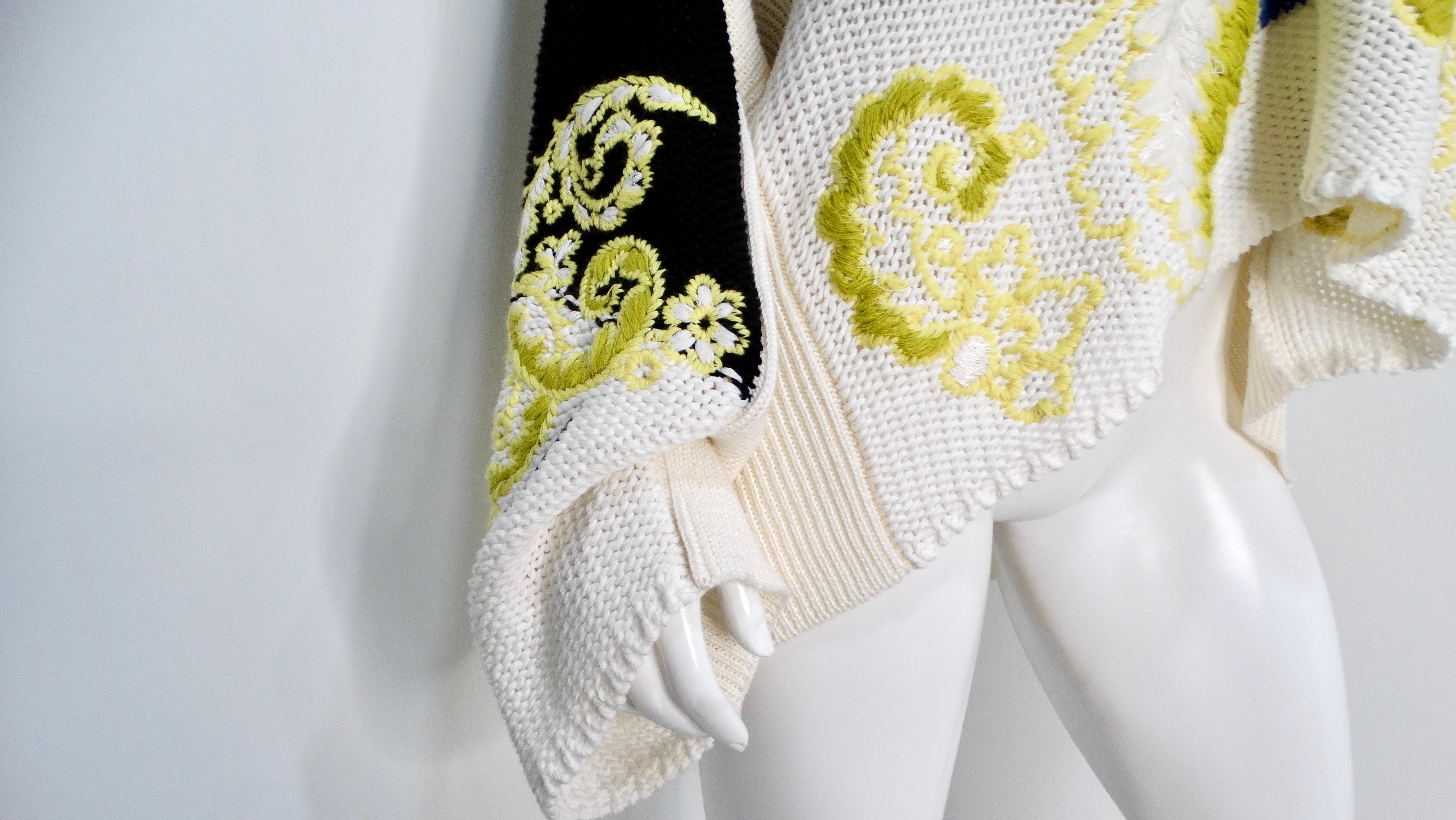 Beige Valentino Arazzo Floral Wool & Cashmere Tunic Sweater For Sale