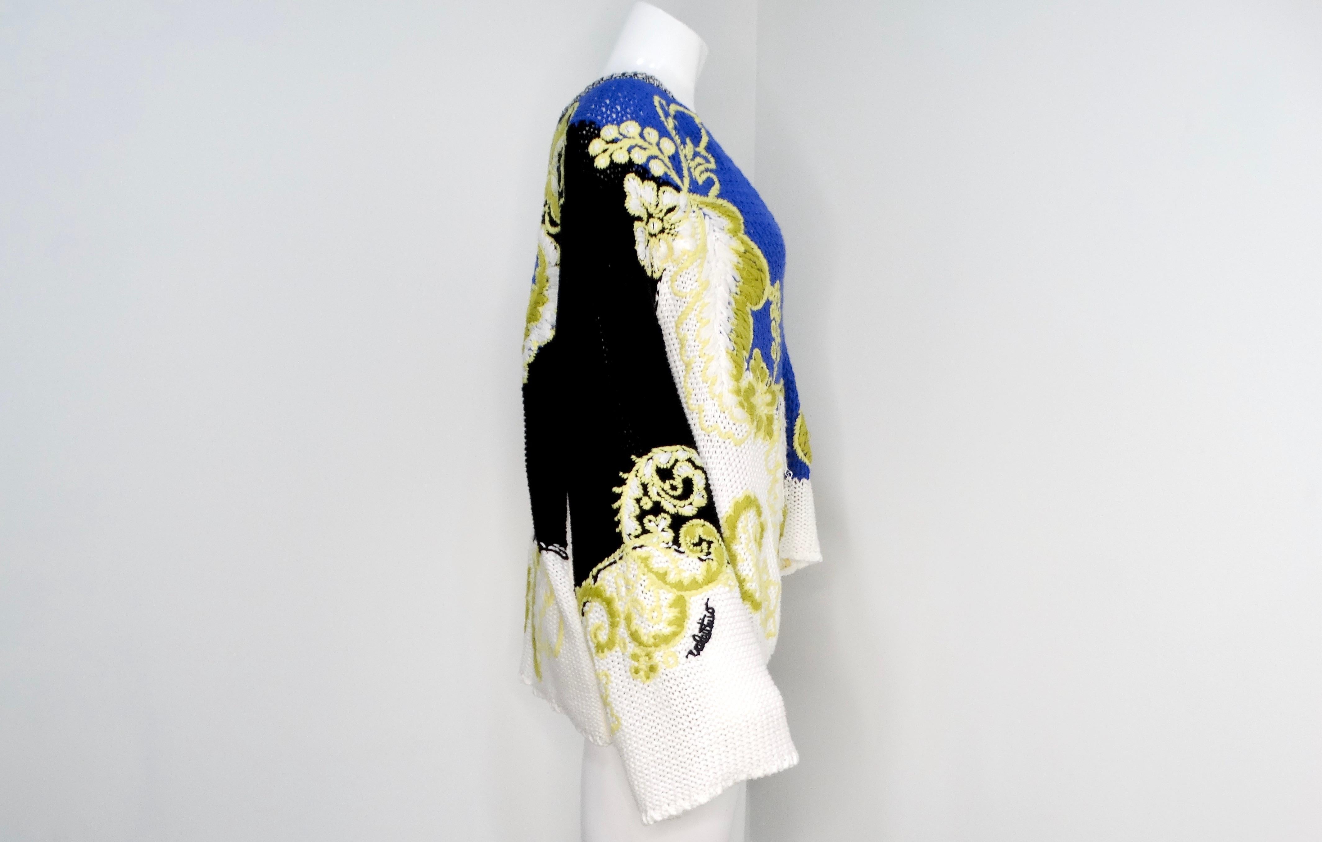 Valentino Arazzo Floral Wool & Cashmere Tunic Sweater For Sale 1