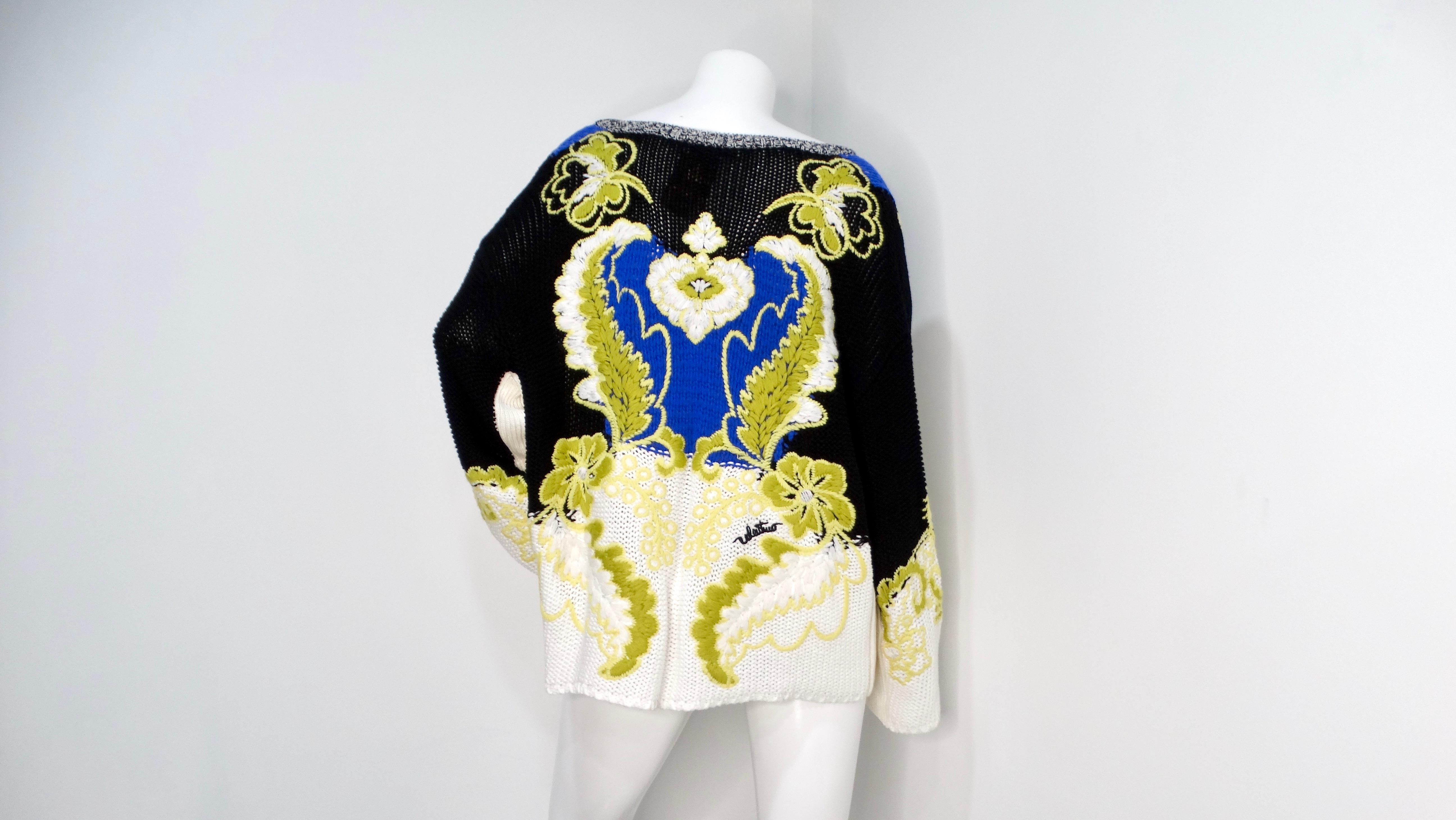 Valentino Arazzo Floral Wool & Cashmere Tunic Sweater For Sale 4