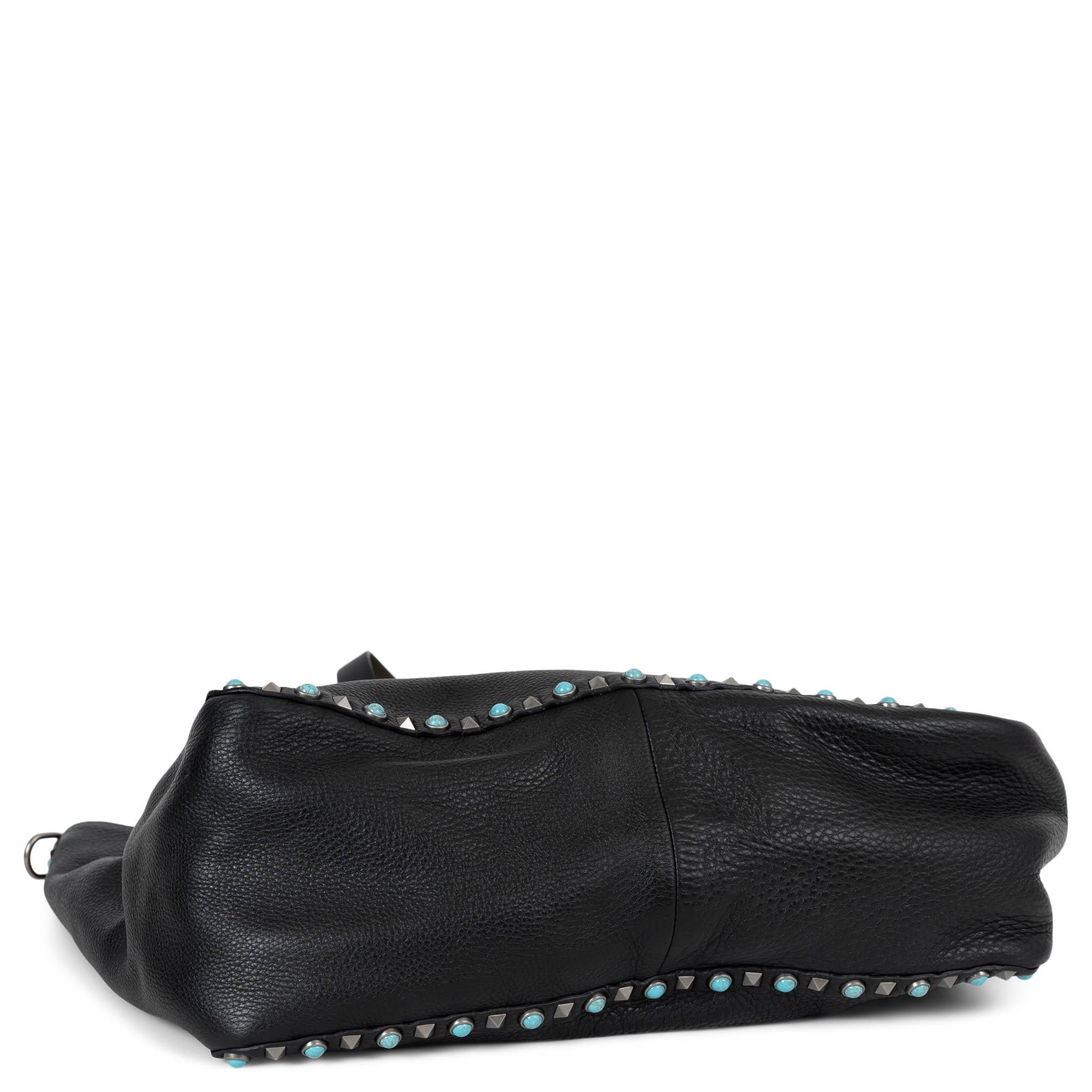 VALENTINO Armee & Schwarze & schwarze Leder Wendbare ROCKSTUD ROLLING MEDIUM Tote Bag im Angebot 3