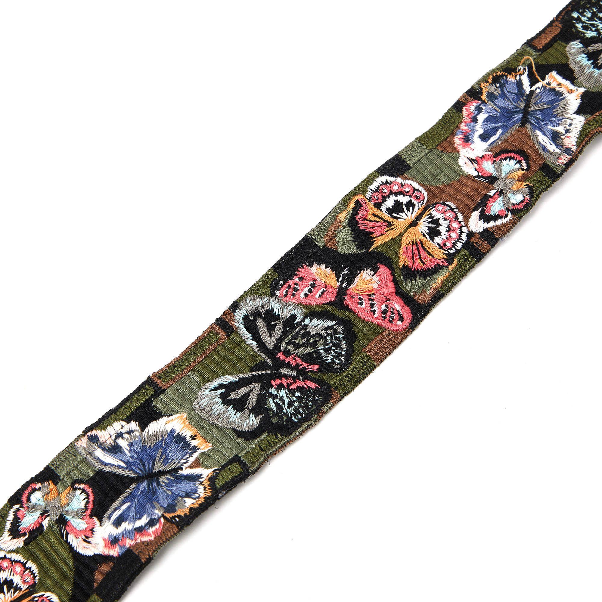 VALENTINO, bandoulière de sac GUItar vert armée CAMU BUTTERFLY EMBROIDERED Excellent état - En vente à Zürich, CH