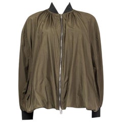 VALENTINO army green silk OVERSIZED BOMBER Jacket 44 L