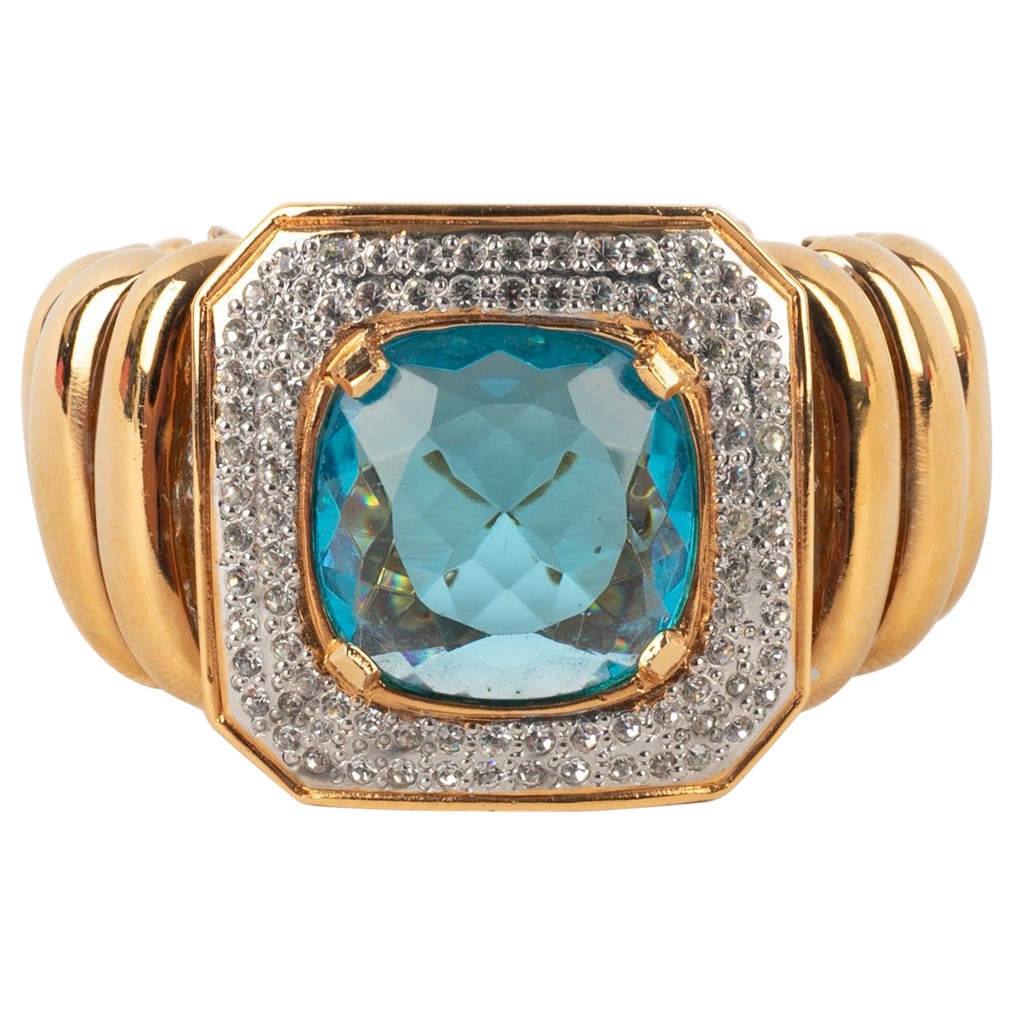 Valentino Articulated Bracelet with Blue Rhinestone