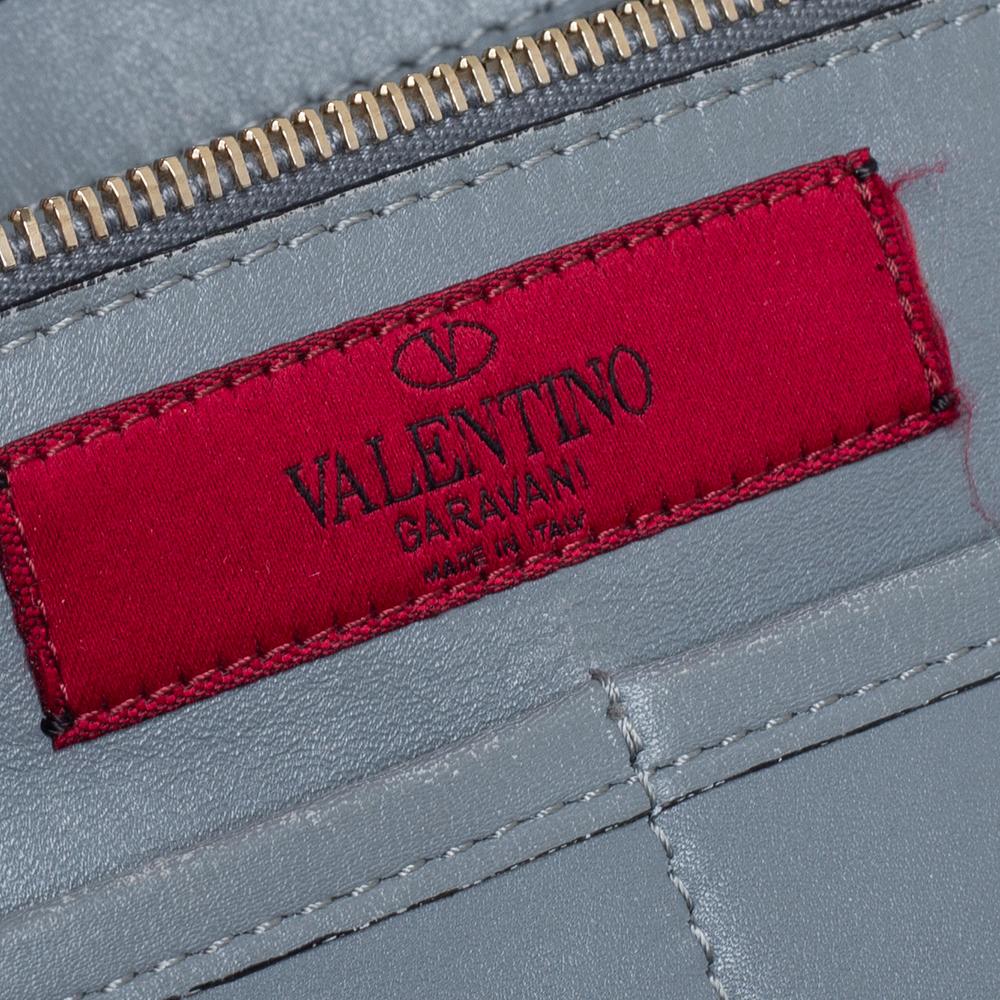 Women's Valentino Ash Blue Leather Rockstud Trapeze Tote