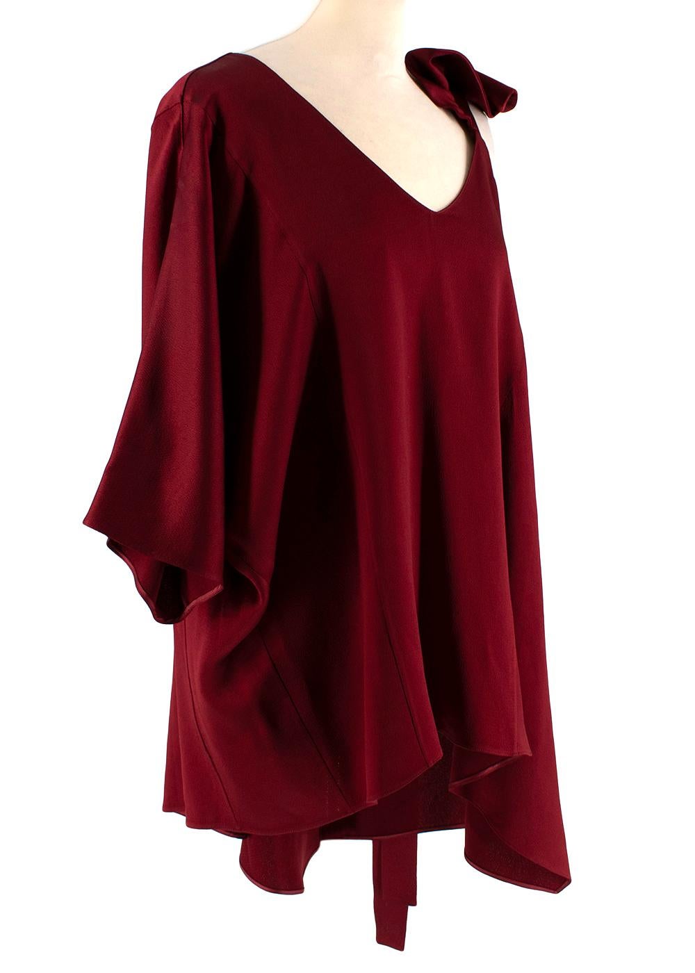Red Valentino Asymmetric ruffled-shoulder top - Size US 6 For Sale