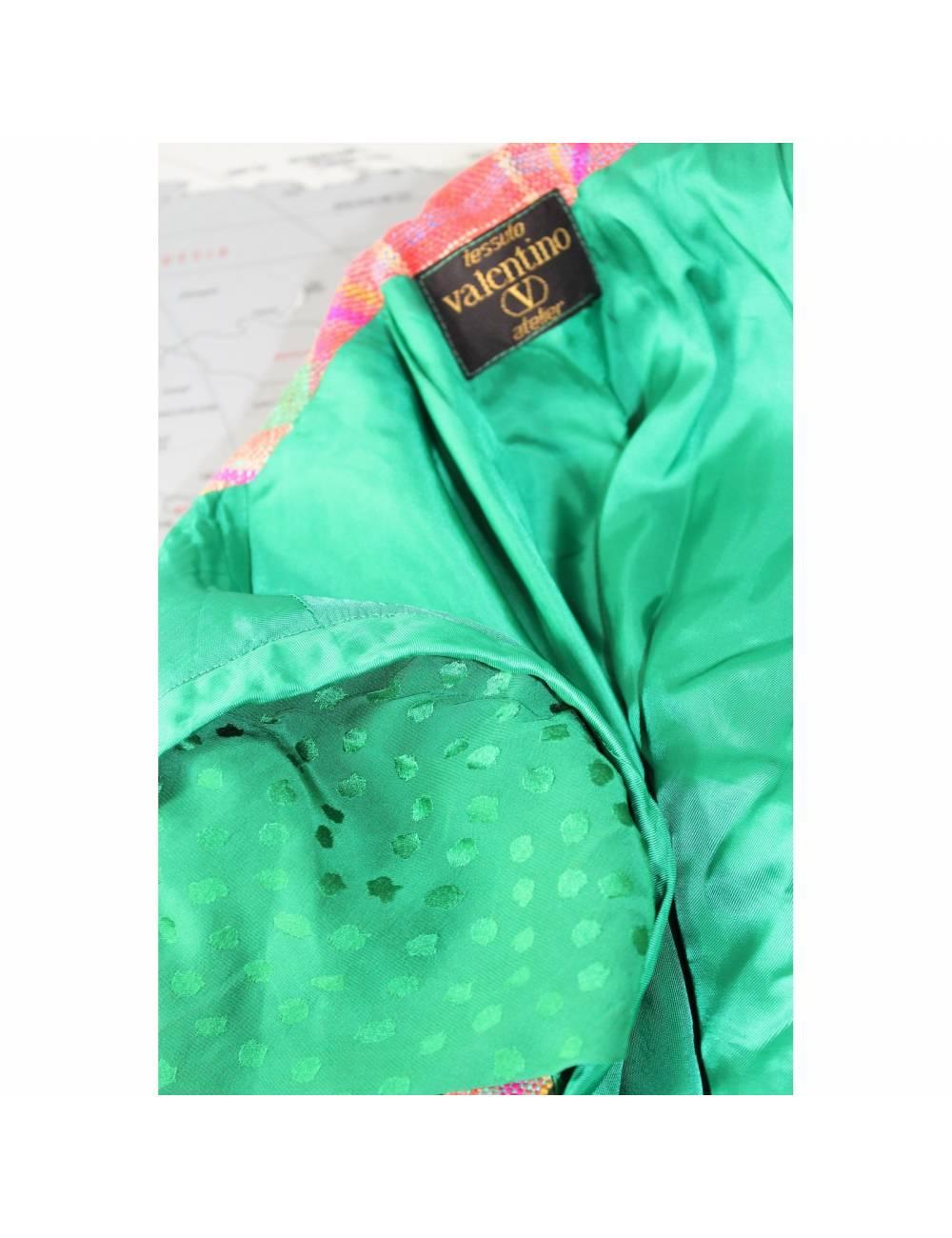 Valentino Atelier Red Green Cotton Patchwork Jacket In Excellent Condition In Brindisi, Bt