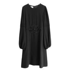Valentino AW12 Vestito in seta nera impreziosito da ricami