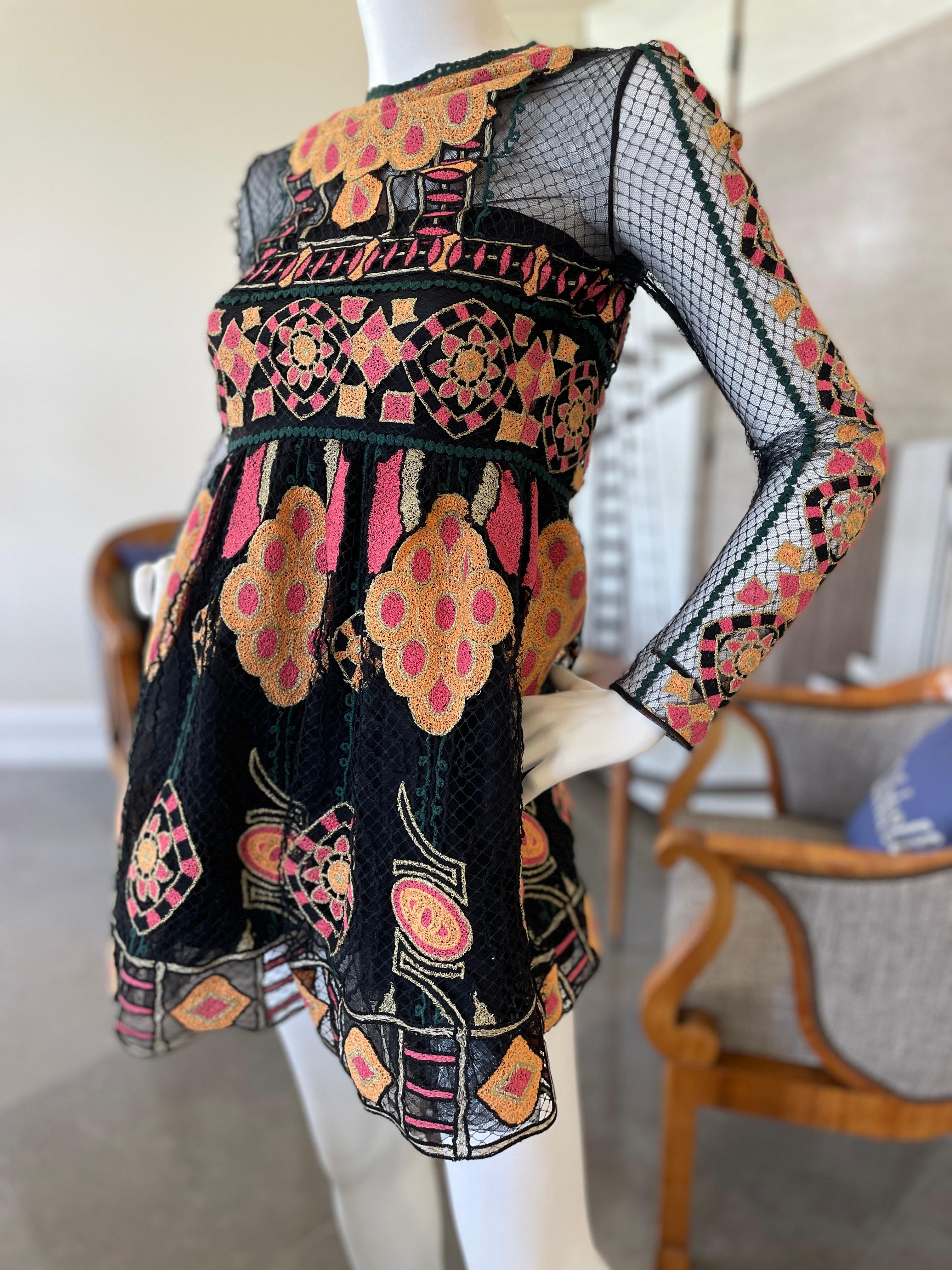 Valentino Aztec Opulence Collection Embellished Mini Dress In Excellent Condition For Sale In Cloverdale, CA