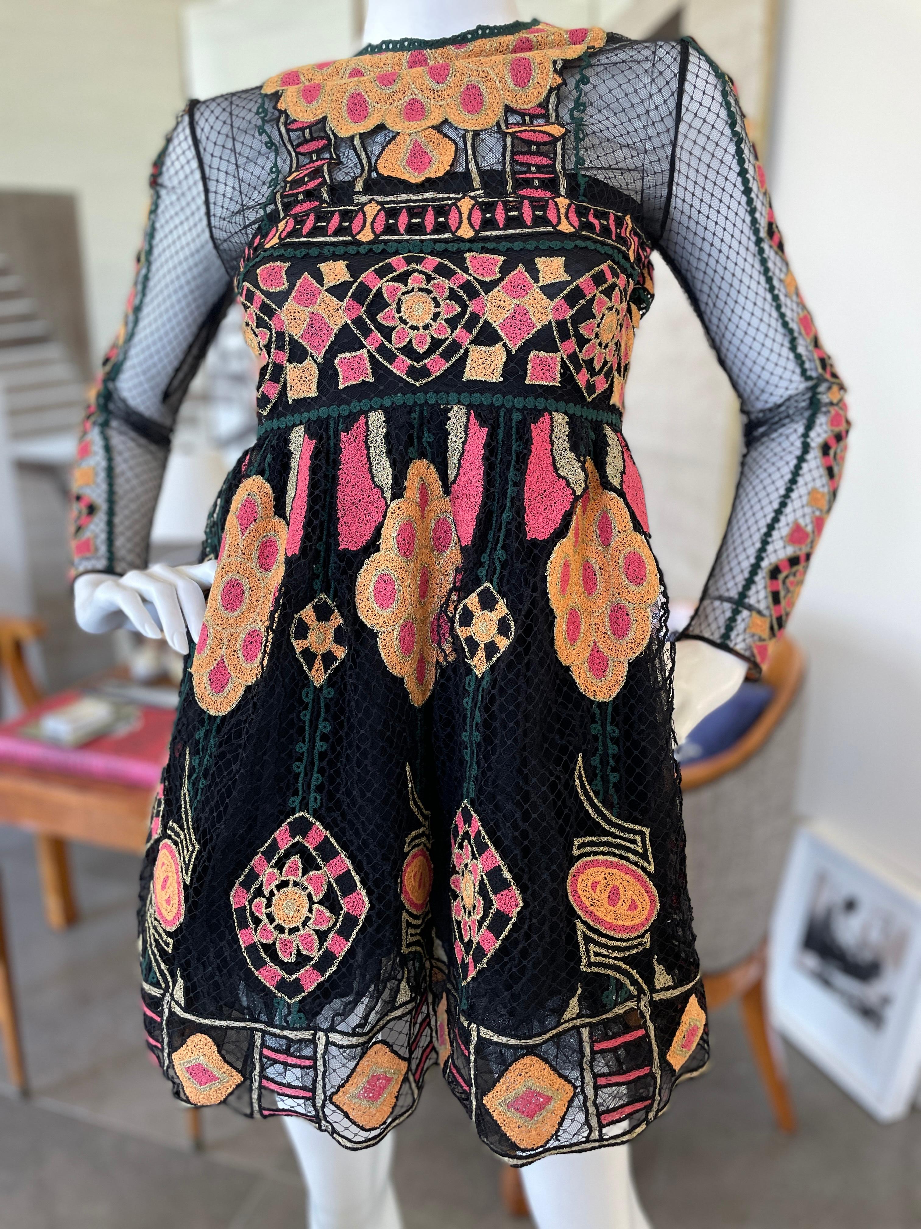 Women's Valentino Aztec Opulence Collection Embellished Mini Dress For Sale