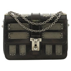 Valentino B-Rockstud Shoulder Bag Glazed Leather with Metal Embellishment Micro