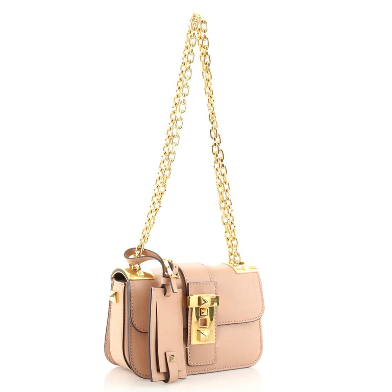 Valentino BRockstud Shoulder Bag Leather Small For Sale at 1stDibs