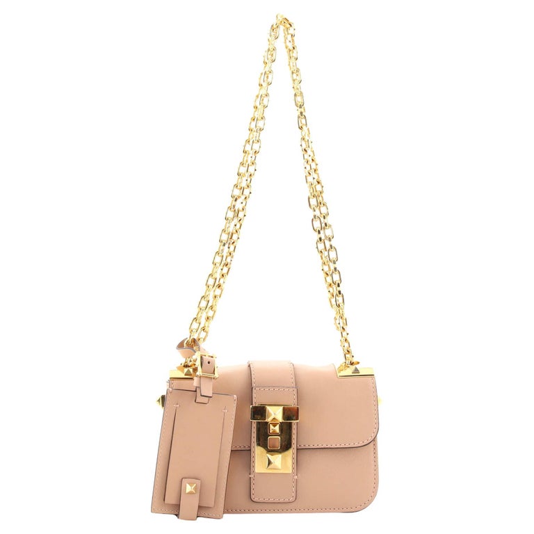 Valentino BRockstud Shoulder Bag Leather Small For Sale at 1stDibs