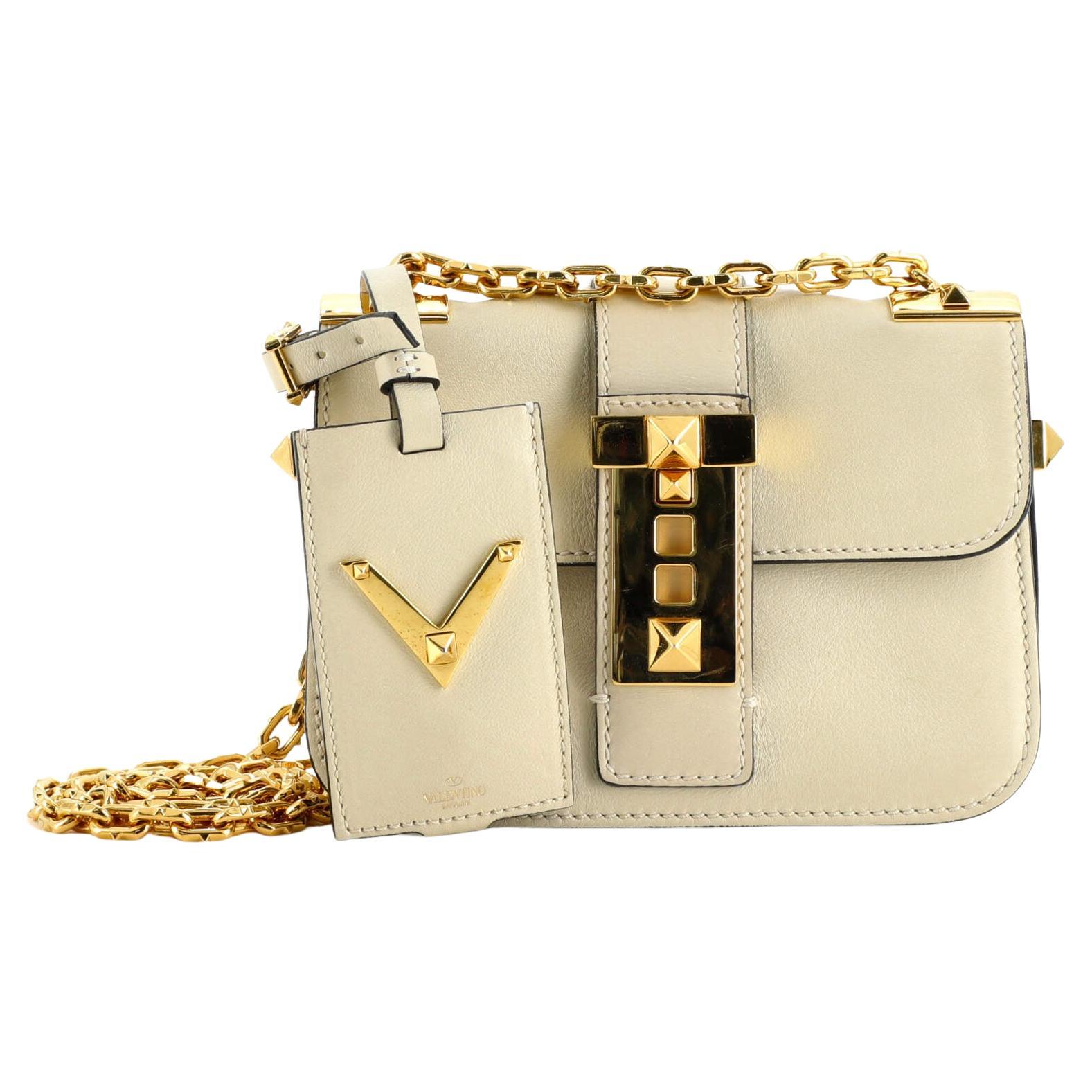 Valentino BRockstud Shoulder Bag Leather Small For Sale at 1stDibs