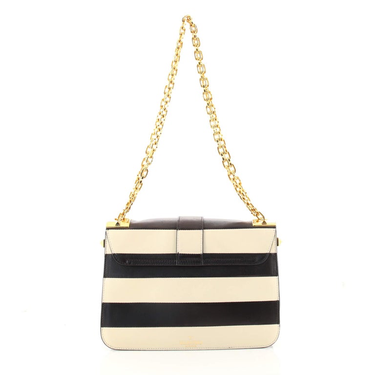 Valentino BRockstud Shoulder Bag Striped Leather Medium For Sale at