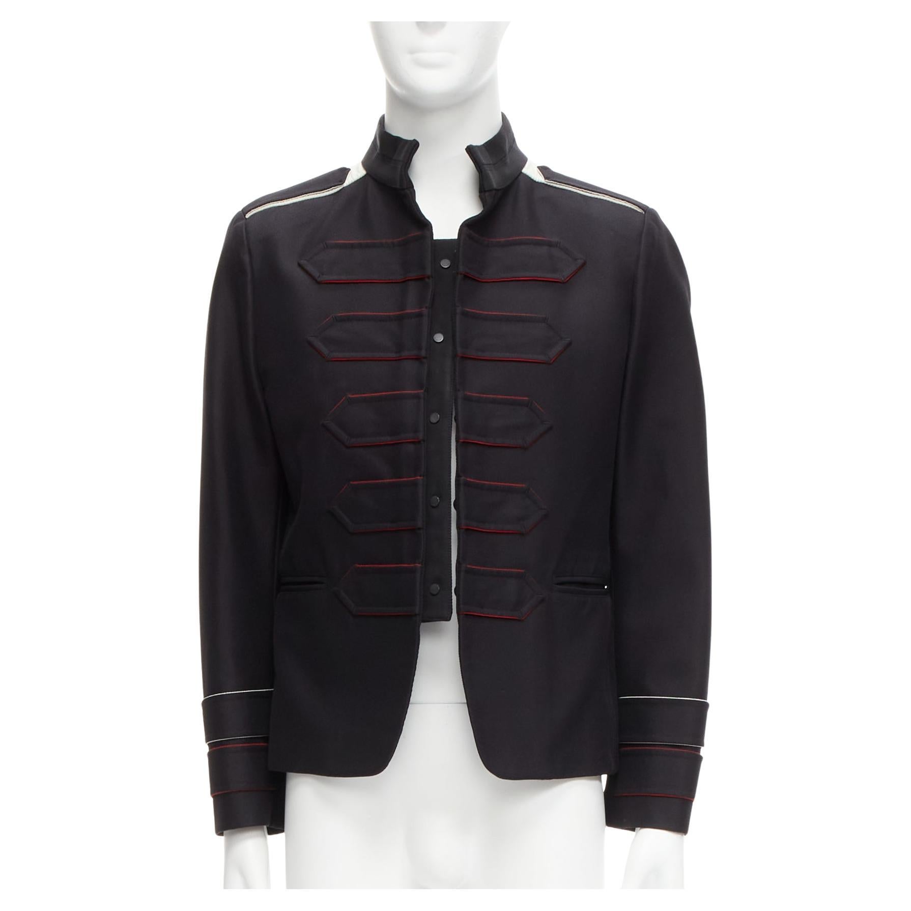 VALENTINO back silk blend white epaulets cuff panelled military jacket IT48 M For Sale