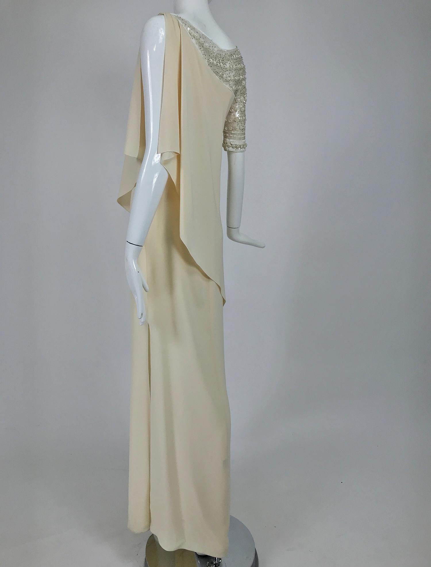 Valentino Beaded Chiffon Gown Worn By Marie-Chantal Miller at Valentino's 45th In Good Condition In West Palm Beach, FL